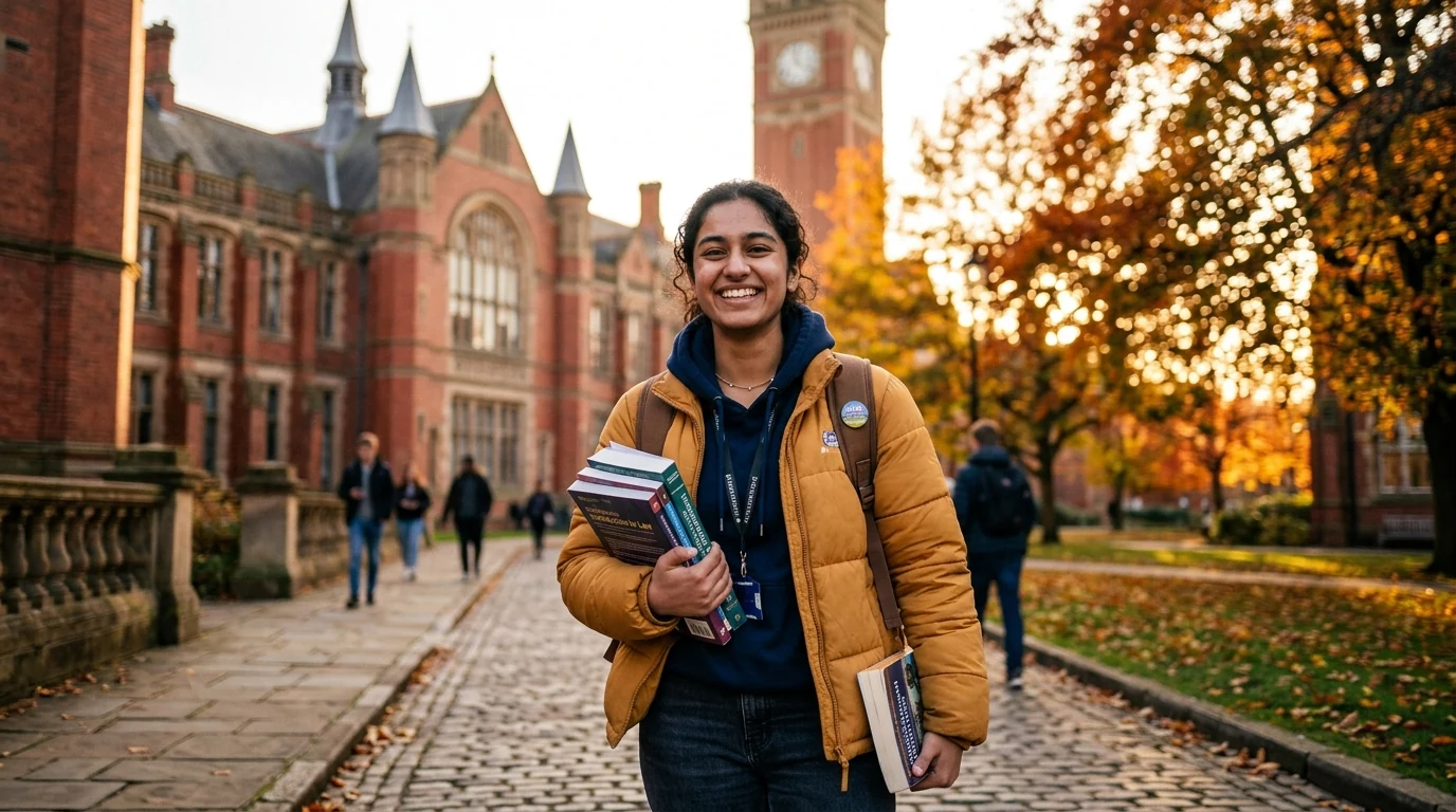 Joyful student on university campus